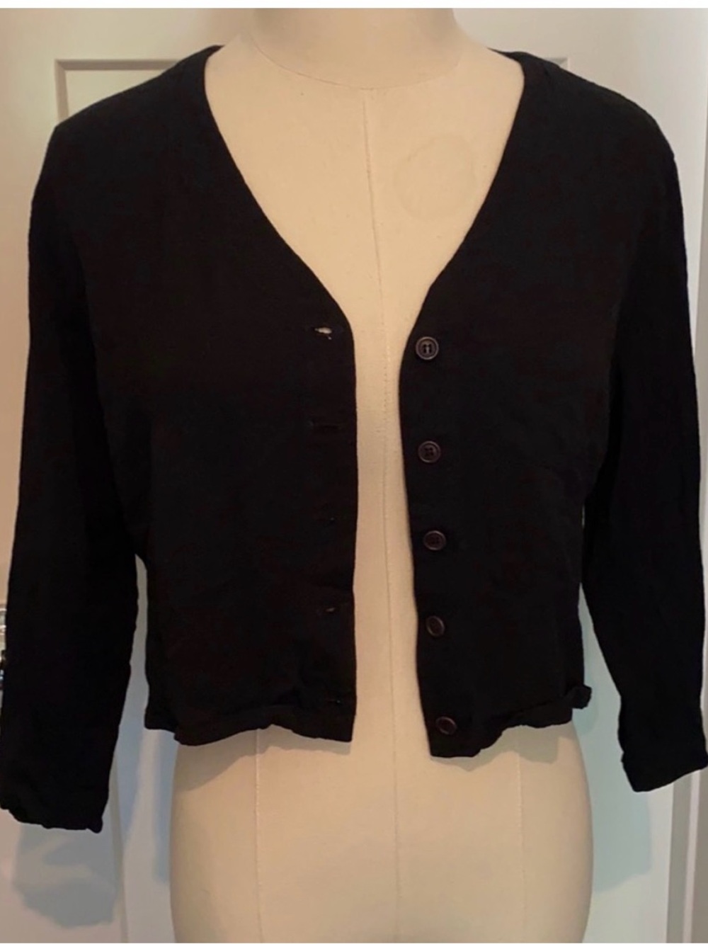 Johnny Was | black | crop | 3/4 sleeve | button up | M | rayon | cardigan